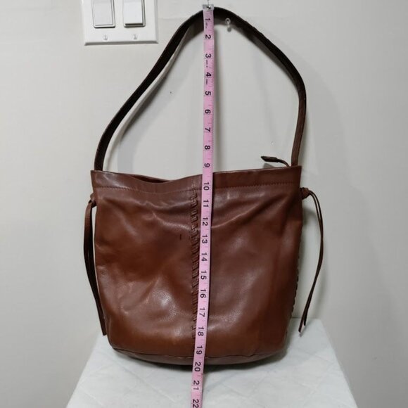 Kooba Limon Leather Woven Braided Accent Plaid Lined Hobo Shoulder Bag Brown - Picture 13 of 13